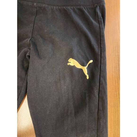 💕Puma Medium black Active Joggers Leggings with gold Puma logo and Open Sides - Picture 4 of 10